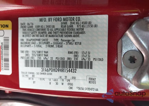 2017 Ford Fusion Se z USA, uszkodzony, nr VIN 3FA6P0HD9HR154432